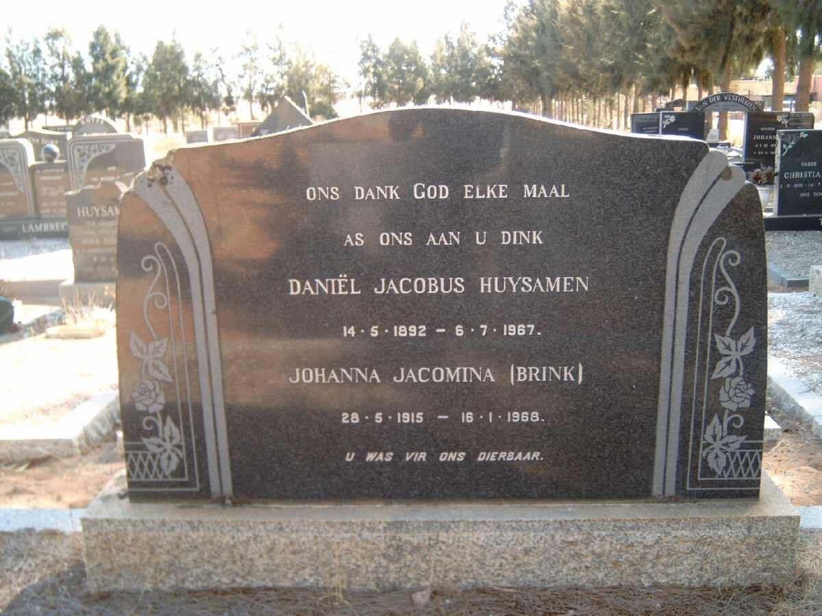 HUYSAMEN Daniel Jacobus 1892-1967 &amp; Johanna Jacomina BRINK 1915-1968