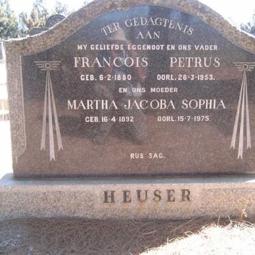 HEUSER Francois Petrus 1880-1953 &amp; Martha Jacoba Sophia 1892-1975