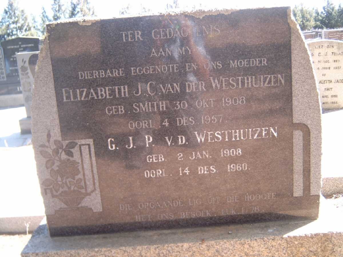 WESTHUIZEN G.J.P., v.d. 1908-1960 &amp; Elizabeth J.C. SMITH 1908-1957