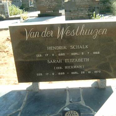 WESTHUIZEN Hendrik Schalk, van der 1885-1968 &amp; Sarah Elizabeth HICKMAN 1889-1973