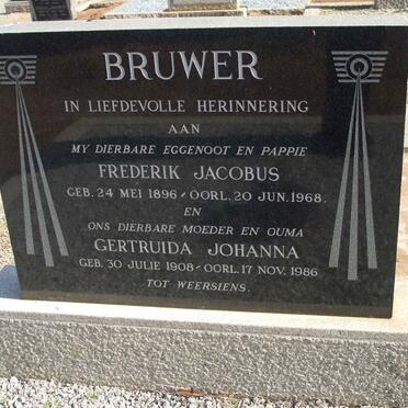 BRUWER Frederik Jacobus 1896-1968 &amp; Gertruida Johanna 1908-1986