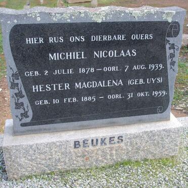 BEUKES Michiel Nicolaas 1878-1939 &amp; Hester Magdalena UYS 1885-1959
