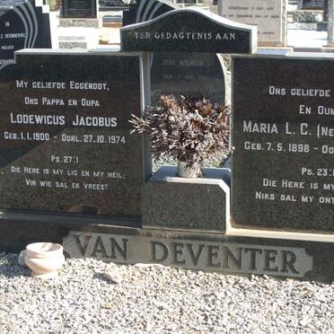 DEVENTER Lodewicus Jacobus, van 1900-1974 &amp; Maria L.C. LE ROUX 1898-1978