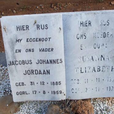 JORDAAN Jacobus Johannes 1885-1959 &amp; Susanna Elizabeth 1889-1979