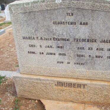 JOUBERT Frederick Jacobus 1877-1948 &amp; Maria F.A. EKSTEEN 1881-1958