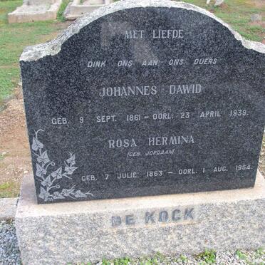 KOCK Johannes Dawid, de 1861-1939 &amp; Rosa Hermina JORDAAN 1863-1954