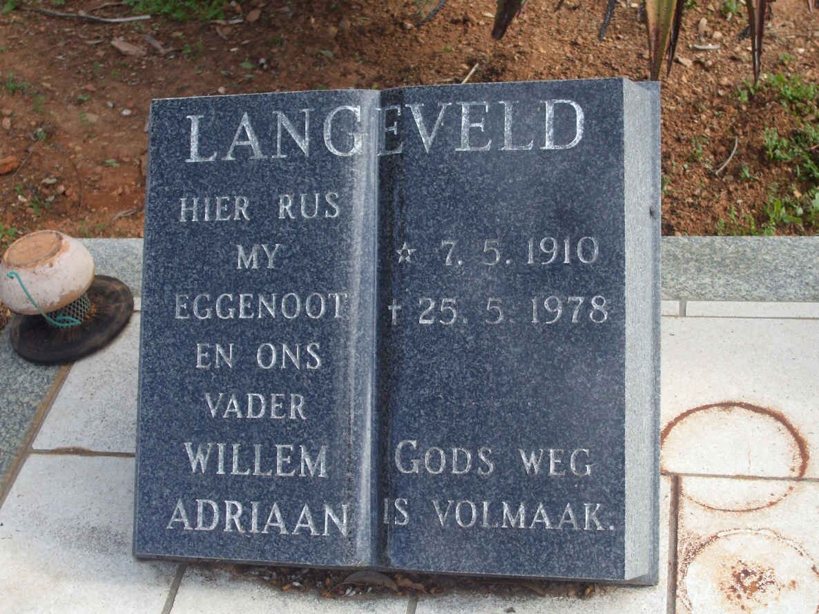 LANGEVELD Willem Adriaan 1910-1978