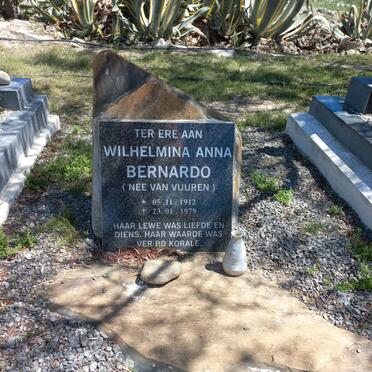 BERNARDO Wilhelmina Anna nee VAN VUUREN 1912-1979