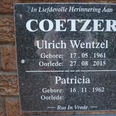 COETZER Ulrich Wentzel 1961-2015 &amp; Patricia 1962-