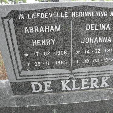 KLERK Abraham Henry, de 1906-1985 &amp; Delina Johanna 1913-1992