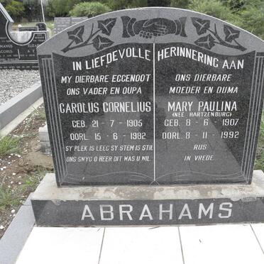 ABRAHAMS Carolus Cornelius 1905-1982 &amp; Mary Paulina HARTZENBURG 1907-1992