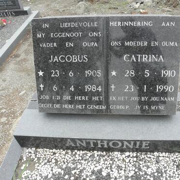 ANTHONIE Jacobus 1905-1984 &amp; Catrina 1910-1990