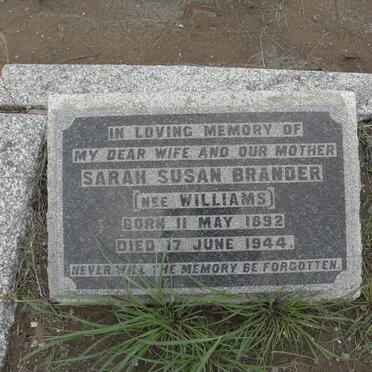 BRANDER Sarah Susan nee WILLIAMS 1892-1944