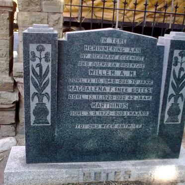 BOTES Willem A.M. -1948 &amp; Magdalena F. BOTES -1920  :: BOTES Marthinus -1922