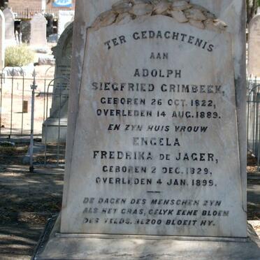 GRIMBEEK Siegfried 1822-1889 &amp; Engela Fredrika DE JAGER 1829-1899