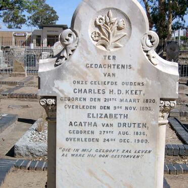KEET Charles H.D. 1820-1893 &amp; Elizabeth Agatha VAN DRUTEN 1836-1900