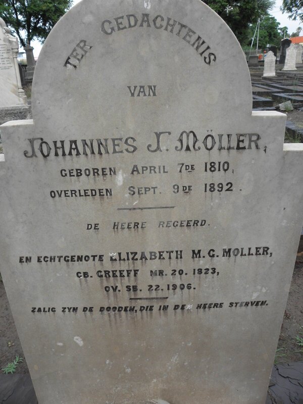 MOLLER Johannes J. 1810-1892 &amp; Elizabeth M.G. GREEFF 1823-1906