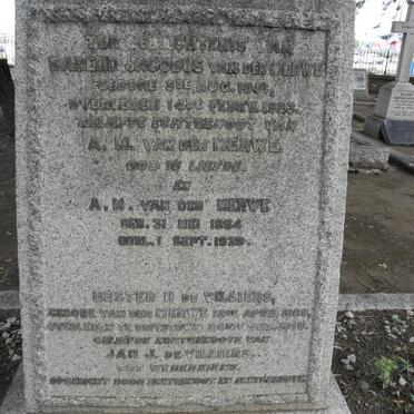 MERWE Barend Jacobus, van der 1851-1923 &amp; A.M. 1854-1933