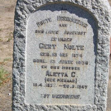 NOLTE Gert 1874-1938 &amp; Aletta C. PIENAAR 18??-1947