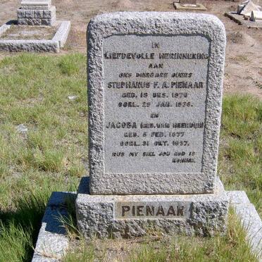 PIENAAR Stephanus F.A. 1870-1936 &amp; Jacoba VAN HEERDEN 1877-1937