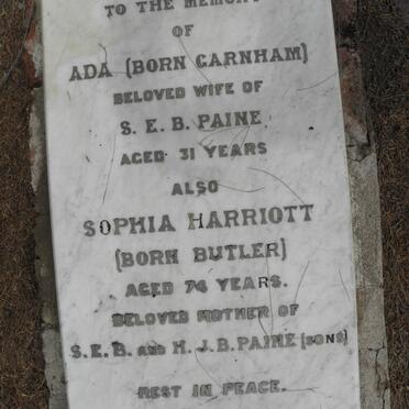 PAINE Ada nee GARNHAM :: PAINE Sophia Harriott nee BUTLER :: PAINE Sidney E. Butler -1949 