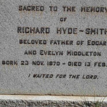 SMITH Richard, HYDE 1870-1953