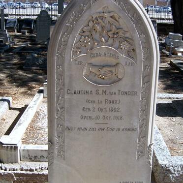 TONDER Claudina S.M., van nee LE ROUX 1862-1918