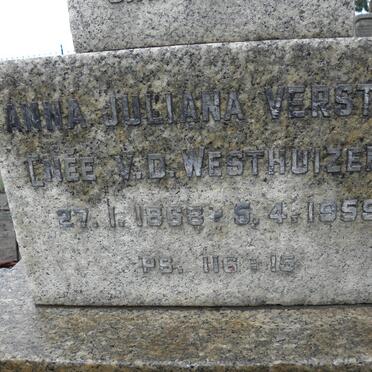 VERSTER  Anna Juliana nee V.D. WESTHUIZEN 1868-1959