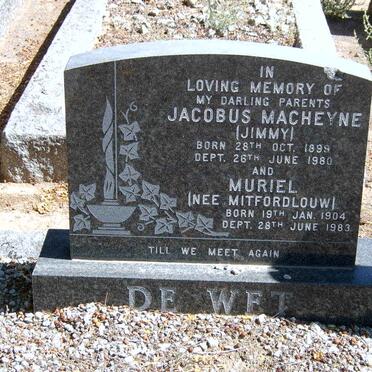 WET Jacobus Macheyne, de 1899-1980 &amp; Muriel MITFORDLOUW 1904-1983