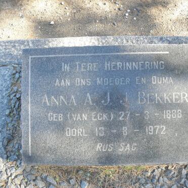 BEKKER Anna A.J.J. nee VAN ECK 1888-1972