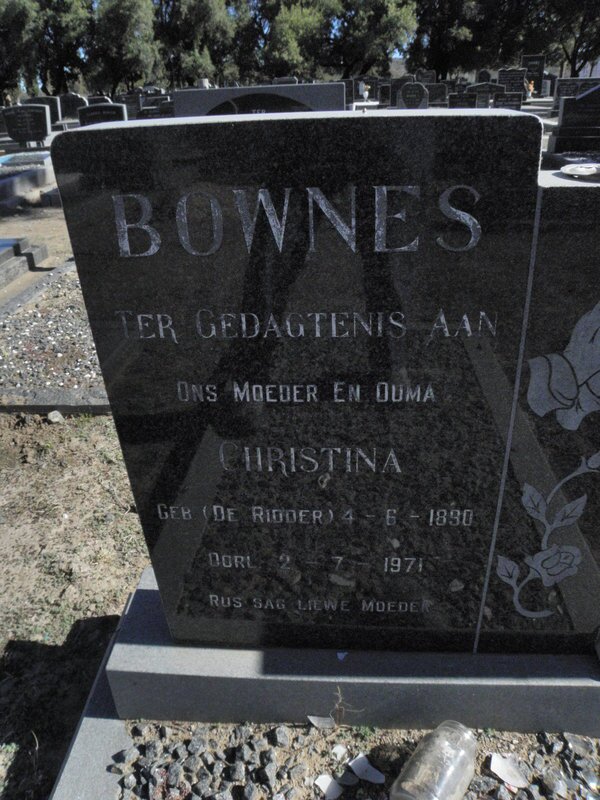 BOWNES Christina nee De RIDDER 1890-1971