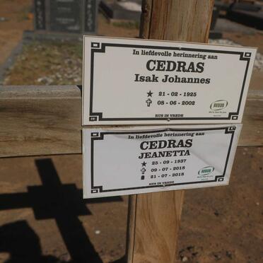 CEDRAS Isak Johannes 1925-2002 &amp; Jeanetta 1937-2018