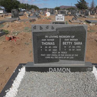 DAMON Thomas 1950-2003 &amp; Betty Sara 1951-2018