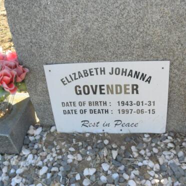 GOVENDER Elizabeth Johanna 1943-1997