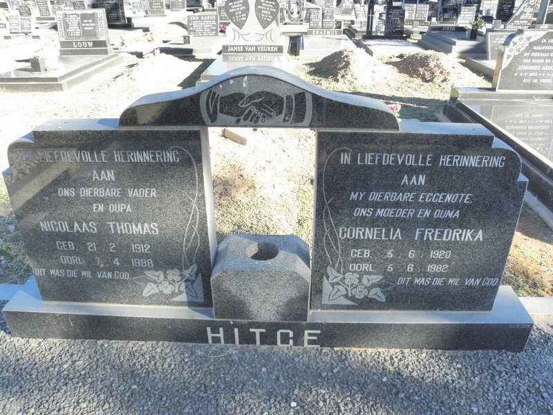 HITGE Nicolaas Thomas 1912-1988 &amp; Cornelia Fredrika 1920-1982