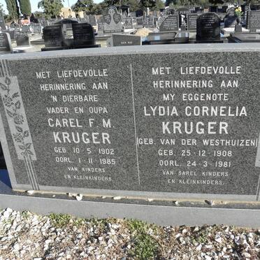 KRUGER Carel F.M. 1902-1985 &amp; Lydia Cornelia VAN DER WESTHUIZEN 1908-1981