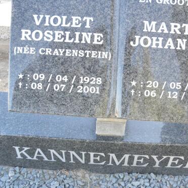 KANNEMEYER Martin Johannes 1924-2008 &amp; Violet Roseline CRAYENSTEIN 1928-2001