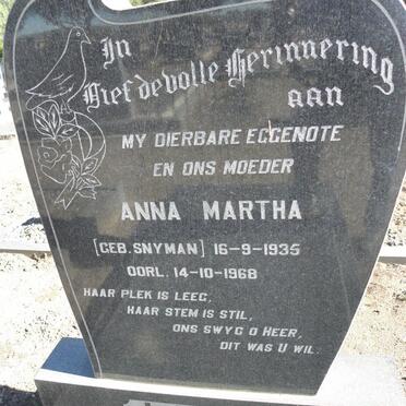 LUND Anna Martha nee SNYMAN 1935-1968