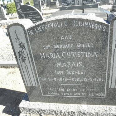 MARAIS Maria Christina nee BUCKLE 1876-1965