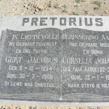PRETORIUS Gert Jacobus 1894-1968 &amp; Cornelia Johanna VAN AARDE 1897-1980