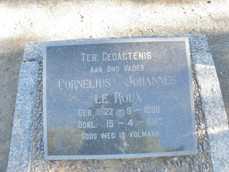 ROUX Cornelius Johannes, Le 1890-1963