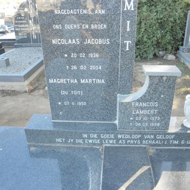 SMIT Nicolaas Jacobus 1936-2004 &amp; Magretha Martina DU TOIT 1950- :: SMIT Francois Lambert 1973-1994