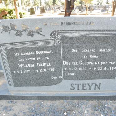 STEYN Willem Daniel 1920-1976 &amp; Desiree Cleopatra PANOS 1922-1984