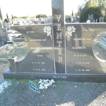 VENTER Johannes Hendrik 1912-1993 &amp; Elizabeth DE VILLIERS 1918-2004