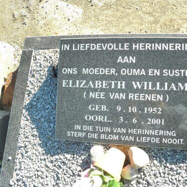 WILLIAMS Elizabeth nee VAN REENEN 1952-2001