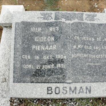 BOSMAN Gideon Pienaar 1904-1951