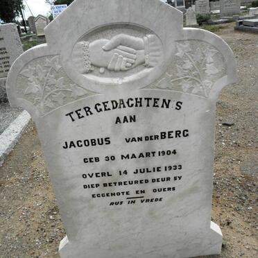 BERG Jacobus, van der 1904-1933