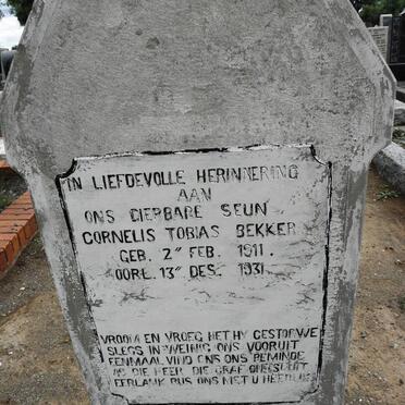 BEKKER Cornelis Tobias 1911-1931