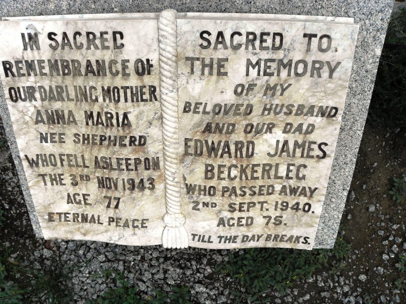 BECKERLEG Edward James -1940 &amp; Anna Maria SHEPHERD -1943