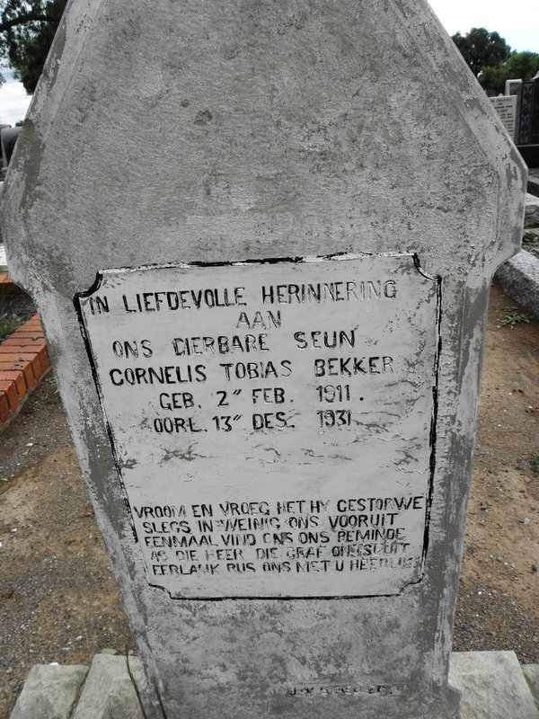 BEKKER Cornelis Tobias 1911-1931